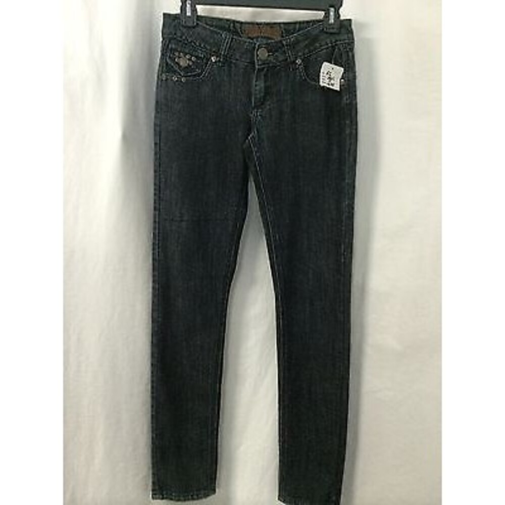 Free Culture Women's Jeans Dark Blue Denim With Black Rhinestones Size 0